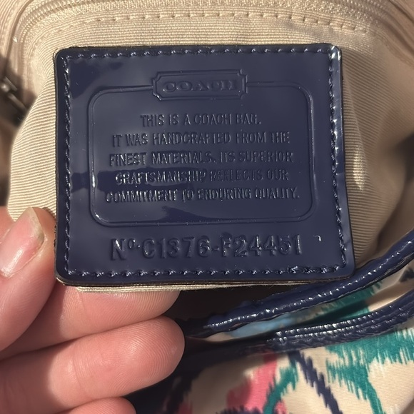 Coach Signature Stripe Ikat Print Backpack Handbag - Picture 3 of 4